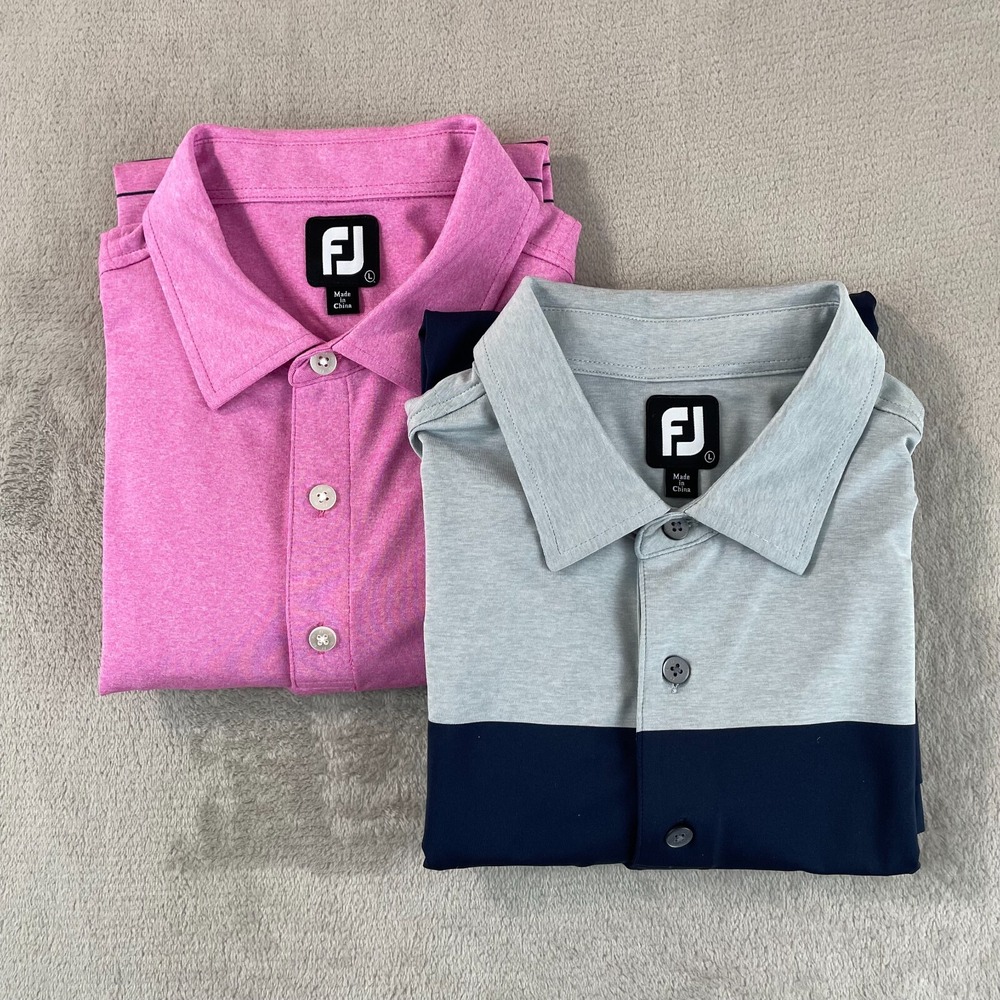 Lot of‎ 2 FootJoy Golf Polo Shirt Men Large Multi Performance Short Sleeve NWOT